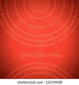 Red background with ornaments and with space for your text. Vector image.