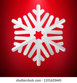 Red background with paper snowflake. EPS 10