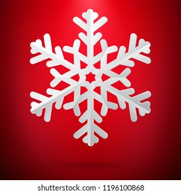 Red background with paper snowflake. EPS 10