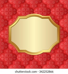 red background with pattern and golden frame