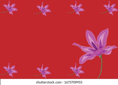 Red background with pink flower vector