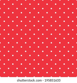red background polka fabric with white little dots seamless pattern. vector illustration