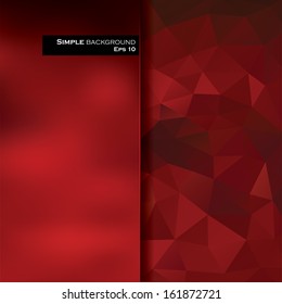 Red background with polygonal triangles. 