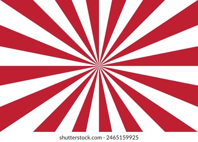Red background with radial rays, sun rays, retro background, vector illustration.
