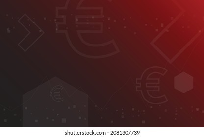 red background, random minimalist currency euro symbol illustration vector for logo, card, banner, web and printing.