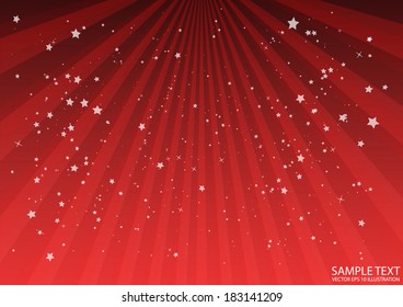 Red background rays and stars vector background illustration - Red blast of stars vector background template