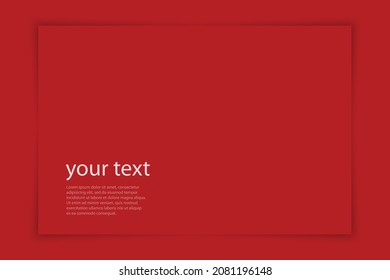 Fondo rojo con sombras realistas. Marco, Firma profesional, Plantilla.