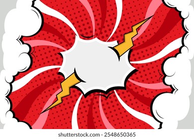 red background retro comic style cartoon template image