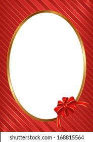 red background with ribbon and transparent space insert for picture