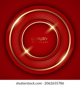 red background ring with luxury glitter golden. Vector illustration elegant background for jewelry, product, 2022, event, brochure.
