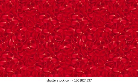 Red background of rose petals. Vector Wallpaper. Rose Petals Red Card. Vector Rose Petals