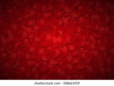 Red background of rose petals. Vector Wallpaper. Rose Petals Red Card. Vector Rose Petals.