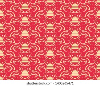 Red background, royal style, seamless pattern