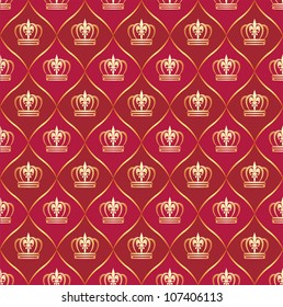 red background seamless with crowns