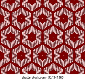 red background with seamless sacred pattern. silver triangle flower. vector illustration. for design invitation, wallpaper, fabric