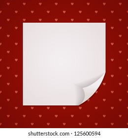 red background with a sheet of paper