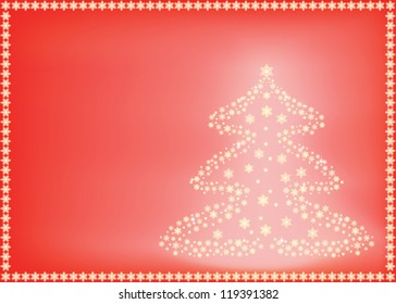 red  background with shining Christmas tree vector illustration