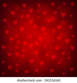 Red background with shiny hearts for St. Valentine's Day