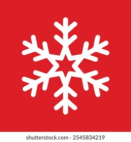 Red background with a simple white snowflake illustration, perfect for Christmas and winter-themed designs.