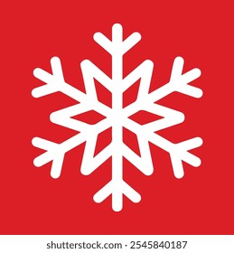 Fundo vermelho com uma ilustração simples floco de neve branco, perfeito para Natal e inverno projetos temáticos