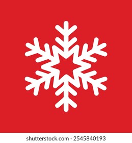 Red background with a simple white snowflake illustration, perfect for Christmas and winter themed designs