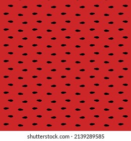 Red background with slightly elongated black spots. Ladybug textile pattern. Abstract vector.