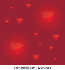 The red background with small red hearts