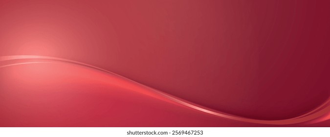 A red background with a smooth, flowing wave design. The background is vibrant red with a glossy texture, creating a dynamic red effect. Gradient wave background vector. Red background.