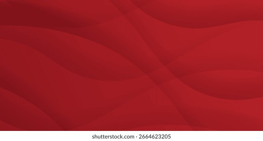 Red background with a smooth gradient texture. The background features curved lines. Bold red background with a modern style. Abstract minimal curved layered texture background vector
