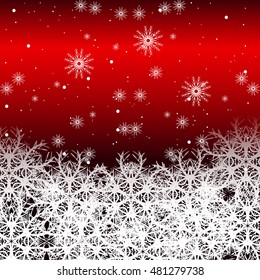 red background with snowflakes for Christmas cards. vector illustration. graphic arts and design. a series of images for the new year and Christmas