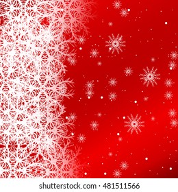 red background with snowflakes for Christmas cards. vector illustration. graphic arts and design. a series of images for the new year and Christmas