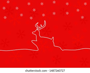 Red background with snowflakes and deer patterned lines