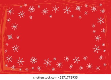 Red background Snowflakes frame Holiday design Template Celebration typography poster banner greeting card Happy new year Christmas Vector Illustration blank writing text Invitation Winter Joy Copy 