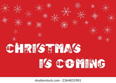 Red background Snowflakes Holiday design Template Celebration typography poster banner greeting card Vector Illustration text Winter is coming Year Dragon Invitation Winter Calendar journal notebook