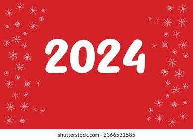 Red background Snowflakes Holiday design Template Celebration typography poster banner greeting card Vector Illustration text 2024 Dragon Invitation Winter Calendar journal notebook Calendar cover Joy