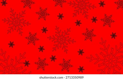 Un fondo rojo con copos de nieve. La Imagen crea un diseño moderno y abstracto