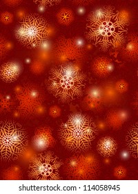 red background with snowflakes,  vector illustration