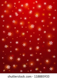 red background with snowflakes,  vector illustration