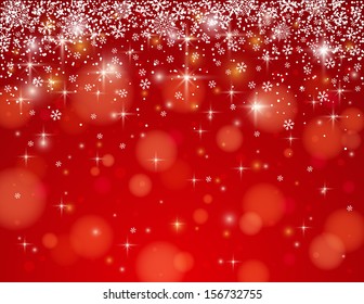 red background with snowflakes, vector illustration