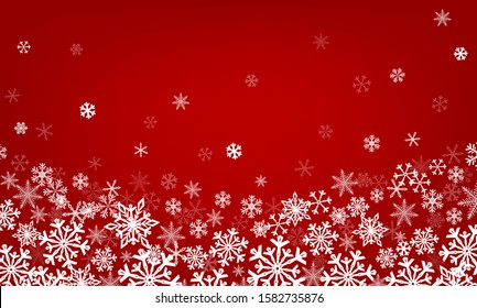 Red background with snowflakes. Vector illustration