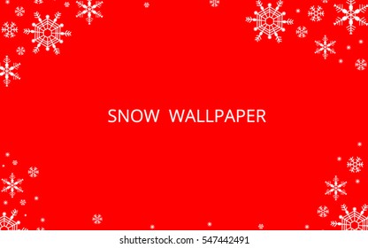 Red background with snowflakes, vector illustration
