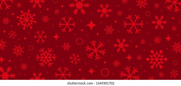 Red background with snowflakes. Wrapping paper background with snowflakes. Vector