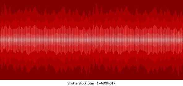 A red background with a sound scale.
