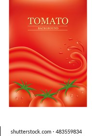 red background with splashes, waves of tomato juice