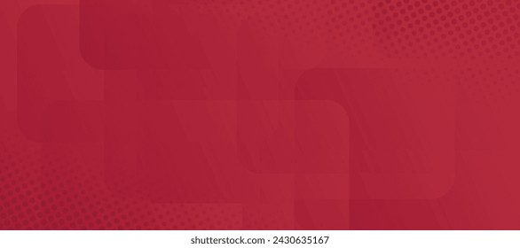 Red background with square and halftone pattern.