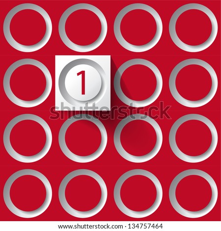 red Background with squares. Abstract illustration