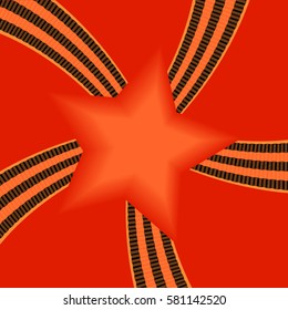 red background with the St. George ribbon, vector illustration