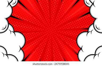 red background with stars and stripes cartoon comic style