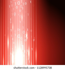 Red background with stream of binary code