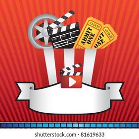 Red Background Stripes Movie Cinema Film Stock Vector (Royalty Free ...